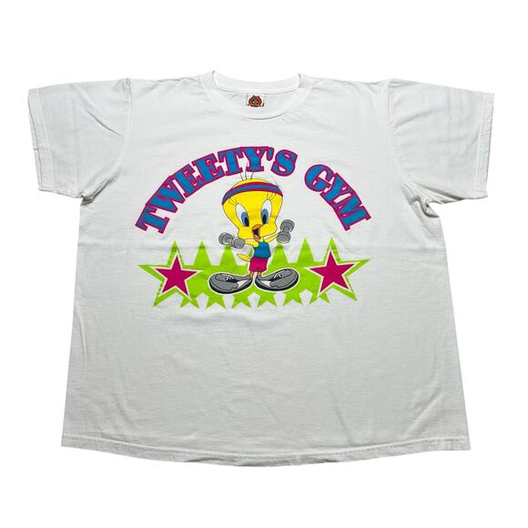 Vintage Tweety Looney Tunes T-Shirt Size XL 1997 Cartoon Tweetys Gym 90s / Retro - Picture 1 of 10